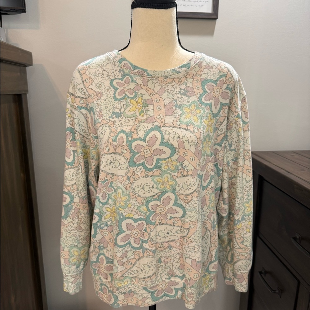 Sundry Pastel Floral Long Sleeve Top